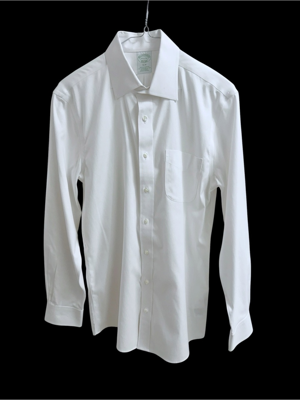 Brooks Brothers Mens 14.5 Slim White L/S Non Iron Stretch Cotton Button Up Shirt